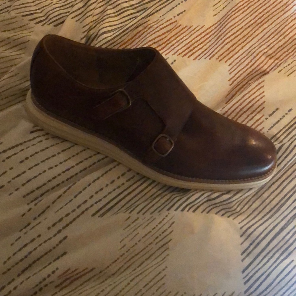Brown Cole Haan dress shoes with cream Nike sole